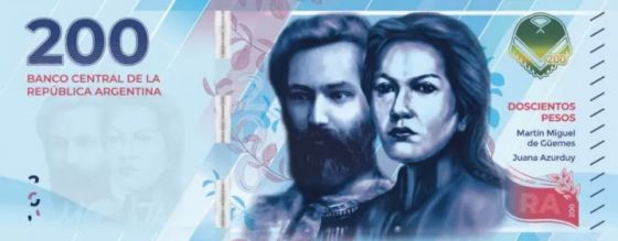 Güemes y Juana Azurduy son la cara del nuevo billete de $200