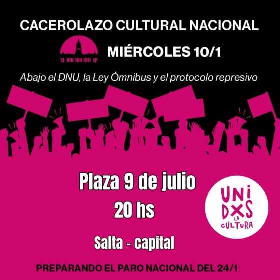 Hoy se realizara un  "cacerolazo cultural" en todo el país contra el ajuste